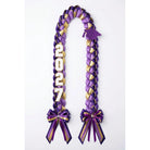 Purple and metallic gold graduation lei with rhinestone bows and 2027 detail