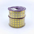 Gold and silver diamond-patterned non-wired ribbon spool, 1.5-inch width, ideal for homecoming mum decorations.