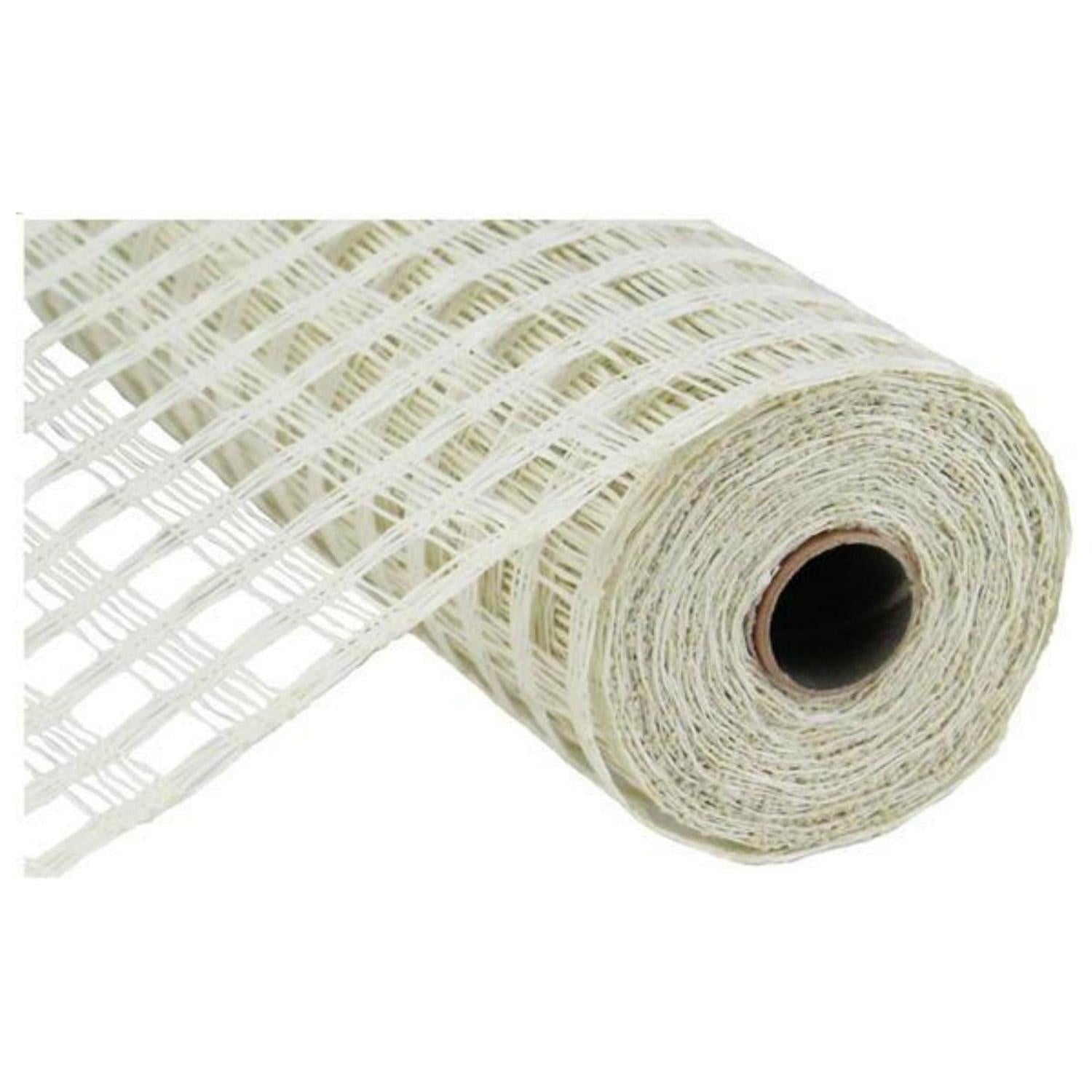 10" Poly Burlap Check Mesh Ribbon: Cream