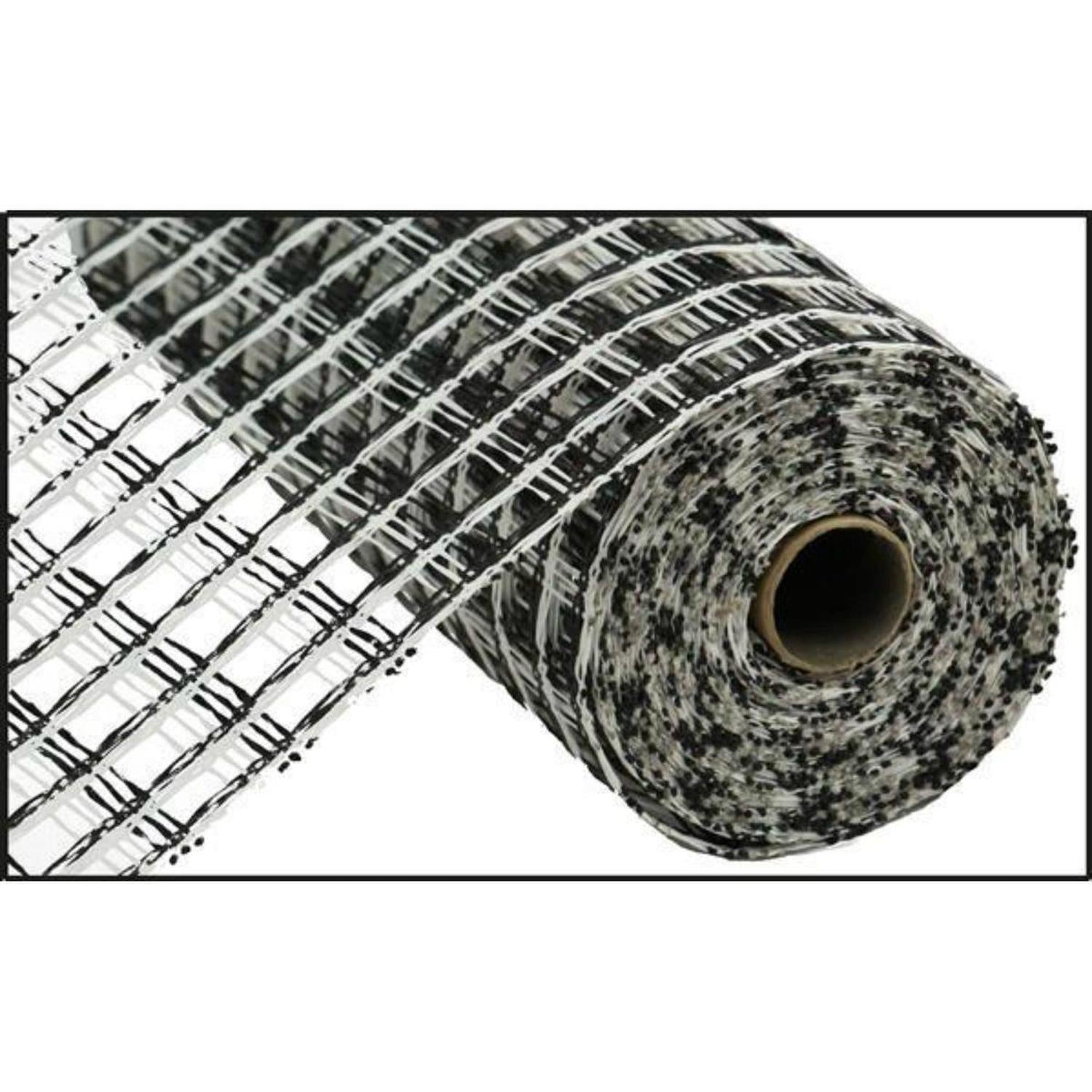 10" Poly Burlap Check Mesh Ribbon: Black & White
