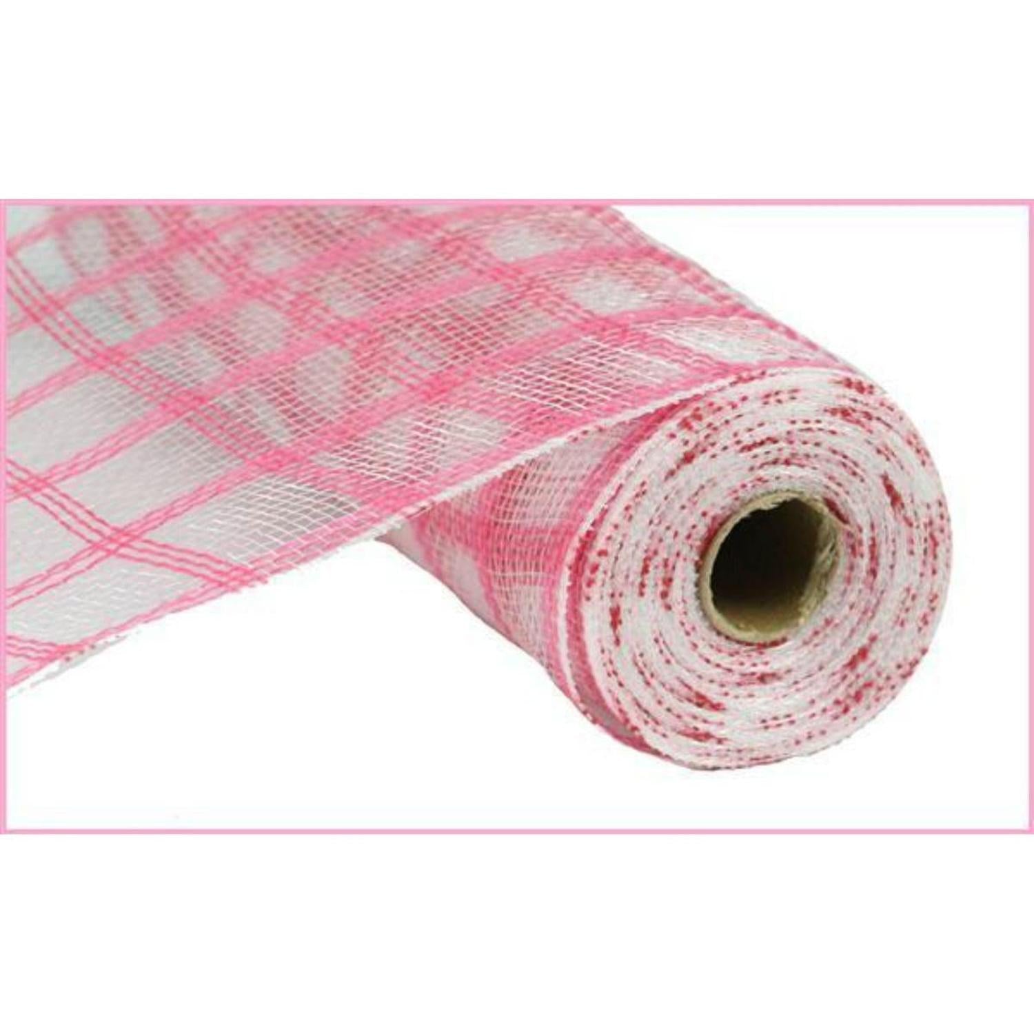 Shop For 10" Poly Jute Deco Mesh Ribbon: Dark Pink & Clear Check at Michelle's aDOORable Creations