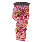 Unspooled red picnic ribbon showing grilled meat pattern