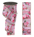 Brilliance Ribbon spool with pink rose and weathered wood pattern