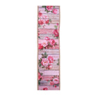 Pink and beige floral wood slat wired edge ribbon with roses