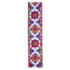 White wired edge ribbon with vibrant Fiesta floral tile pattern
