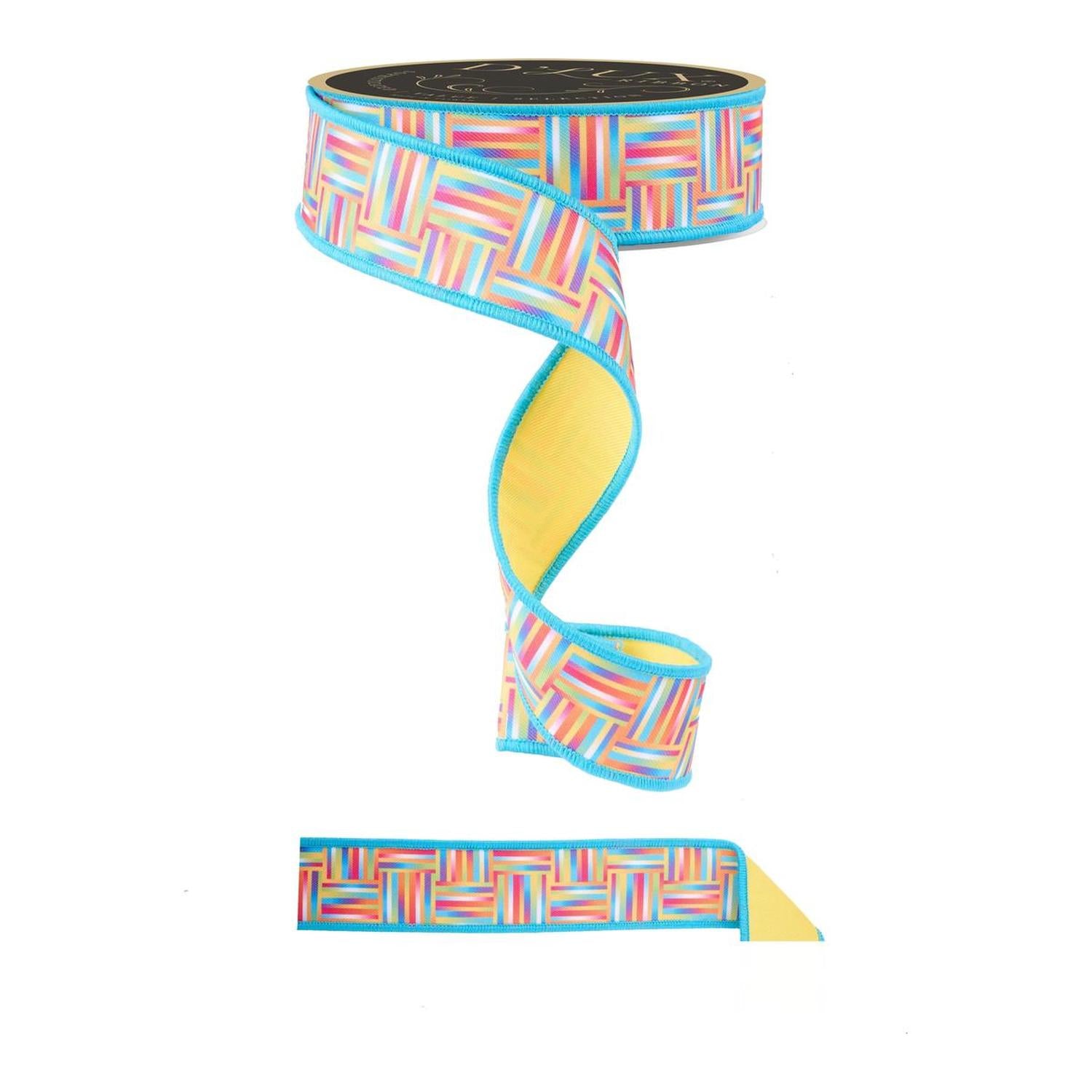 1.5" Basketweave Fused Back Ribbon: Multi (10 Yards)