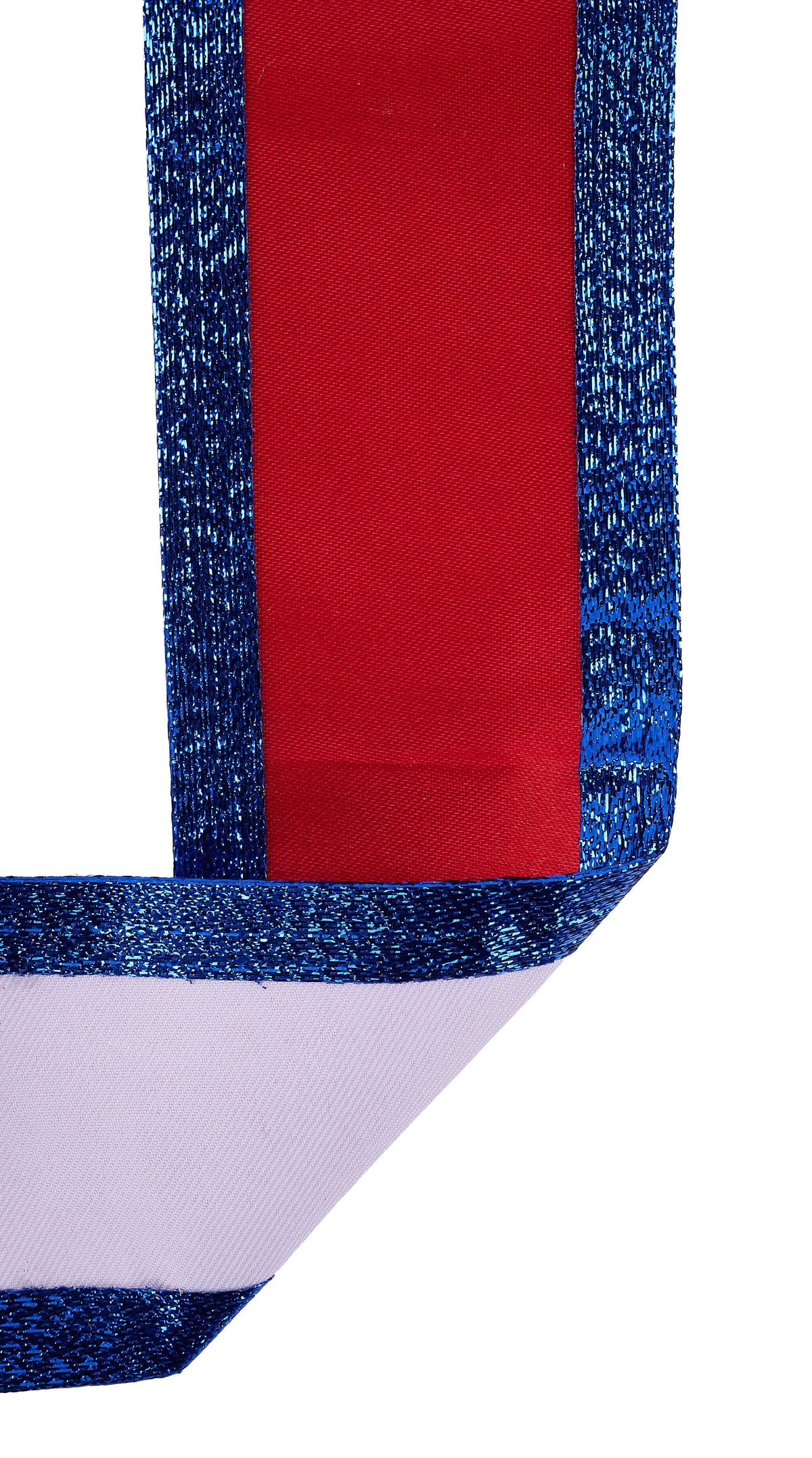 Red, white, and blue wired satin ribbon with metallic edges