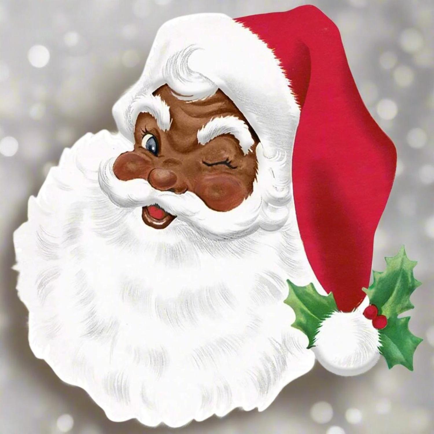 12" Metal Embossed African Santa Face