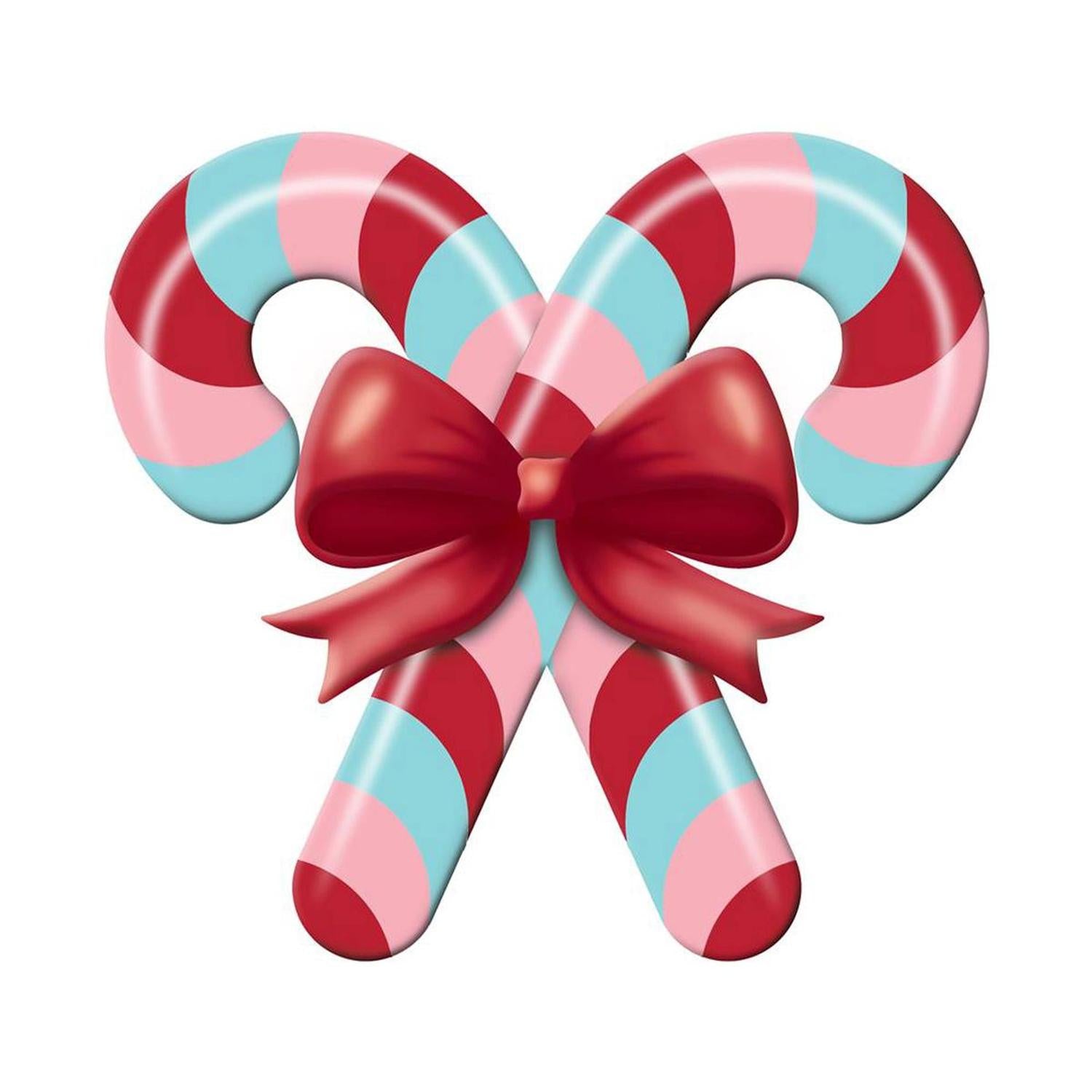 13" Metal Embossed Candy Canes: Pink/Ice Blue