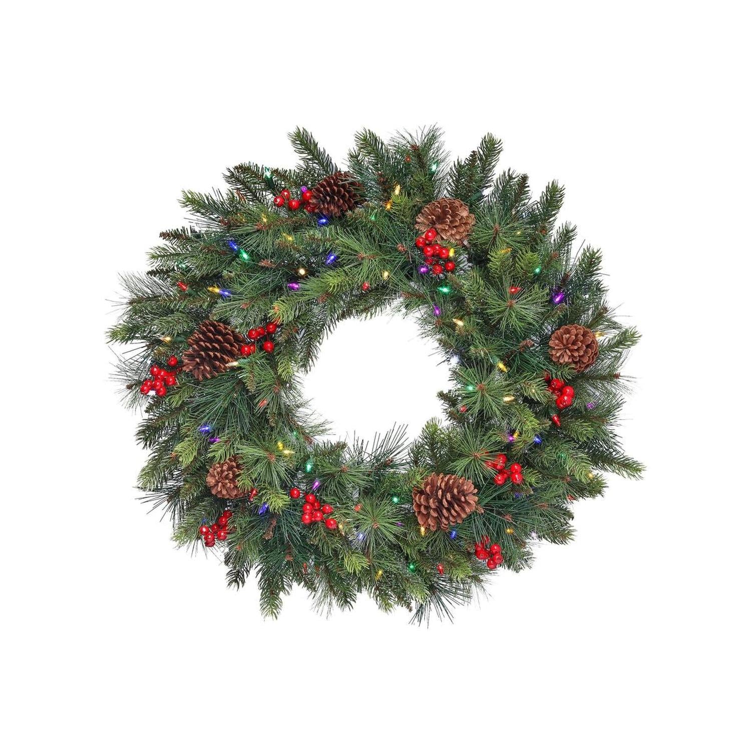 30" LED Forrest Berry Fir Wreath