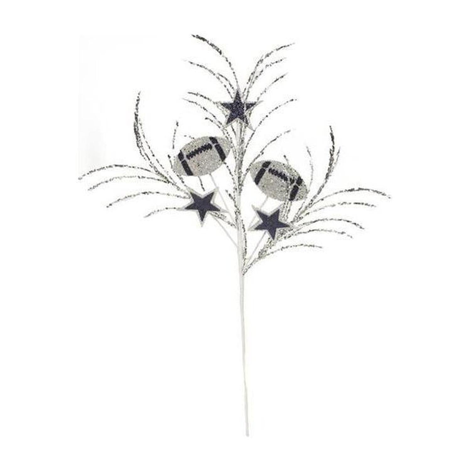 29" Glitter Star and Football Pick: Navy Blue & Silver