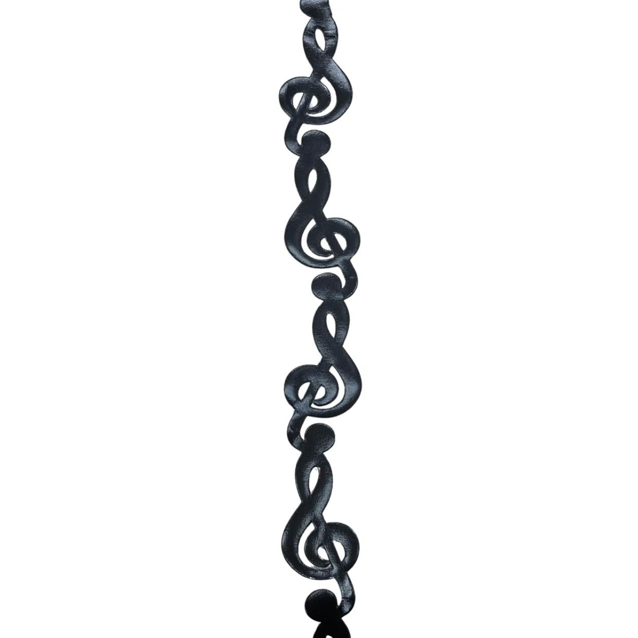 Metallic black vinyl treble clef streamer for crafts