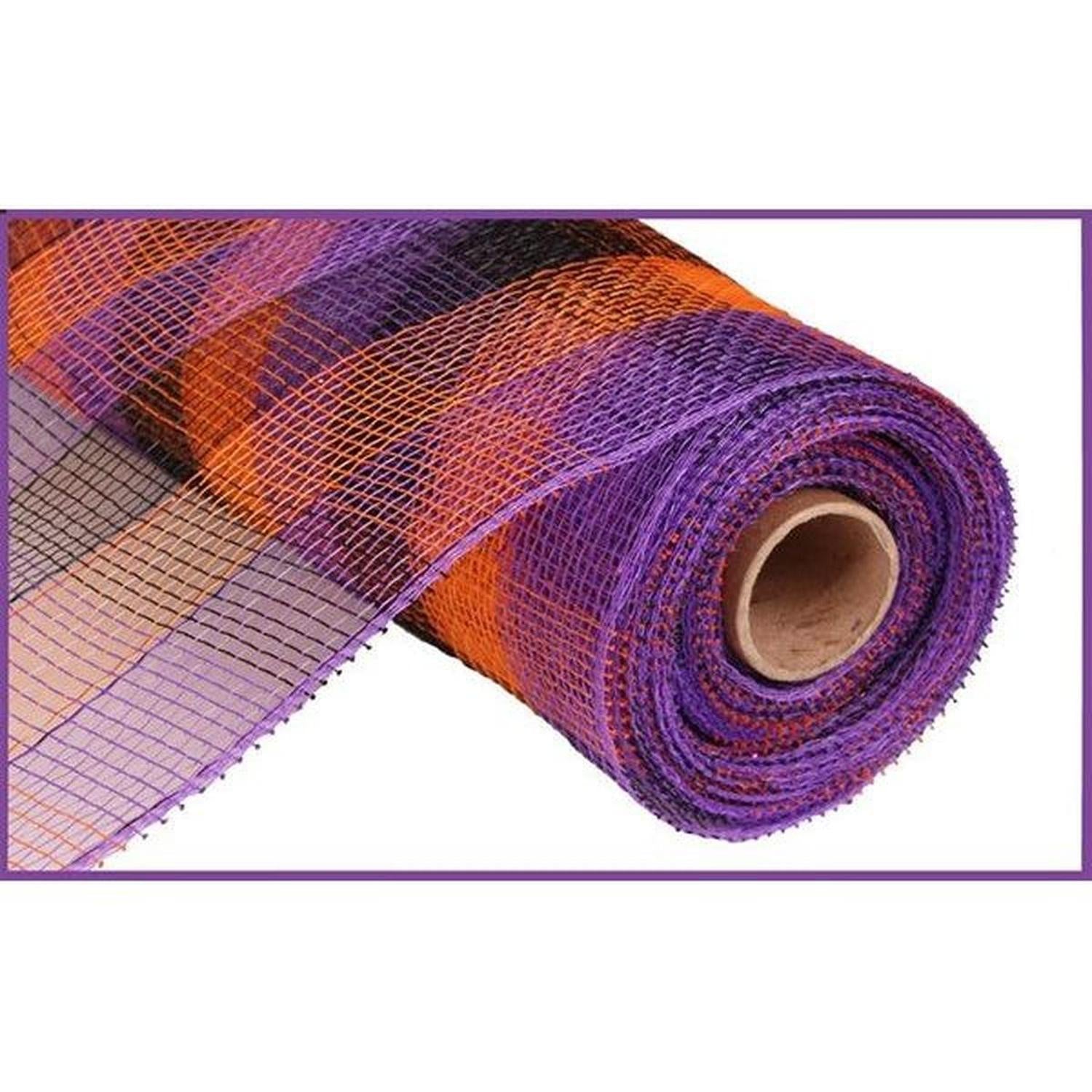 Shop For 10" Metallic Orange/Black/Purple Plaid Mesh Ribbon at Michelle's aDOORable Creations