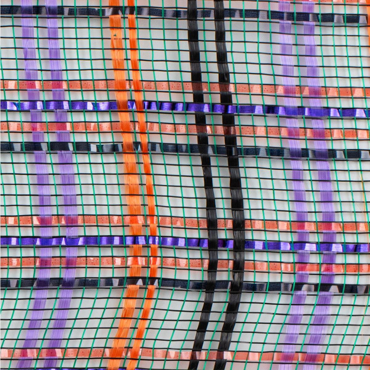 Shop For 10" Vertical Foil Plaid Mesh Ribbon: Black, Orange, Purple, Emerald at Michelle's aDOORable Creations