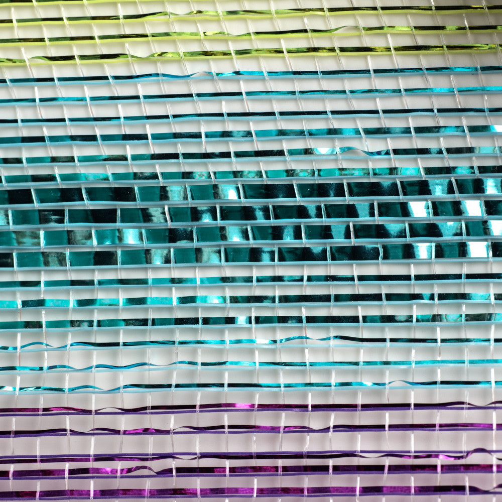 Shop For 10" Metallic Stripe Mesh Ribbon: Rainbow (10 Yards) at Michelle's aDOORable Creations