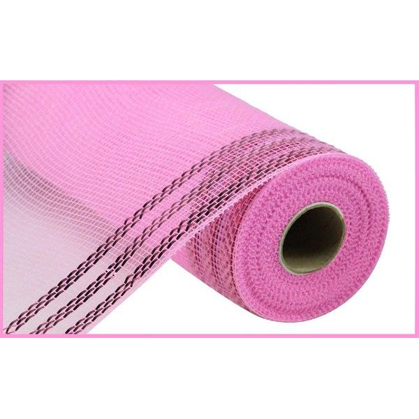Shop For 10.25" Border Stripe Metallic Mesh Ribbon: Pink (10 Yards) at Michelle's aDOORable Creations