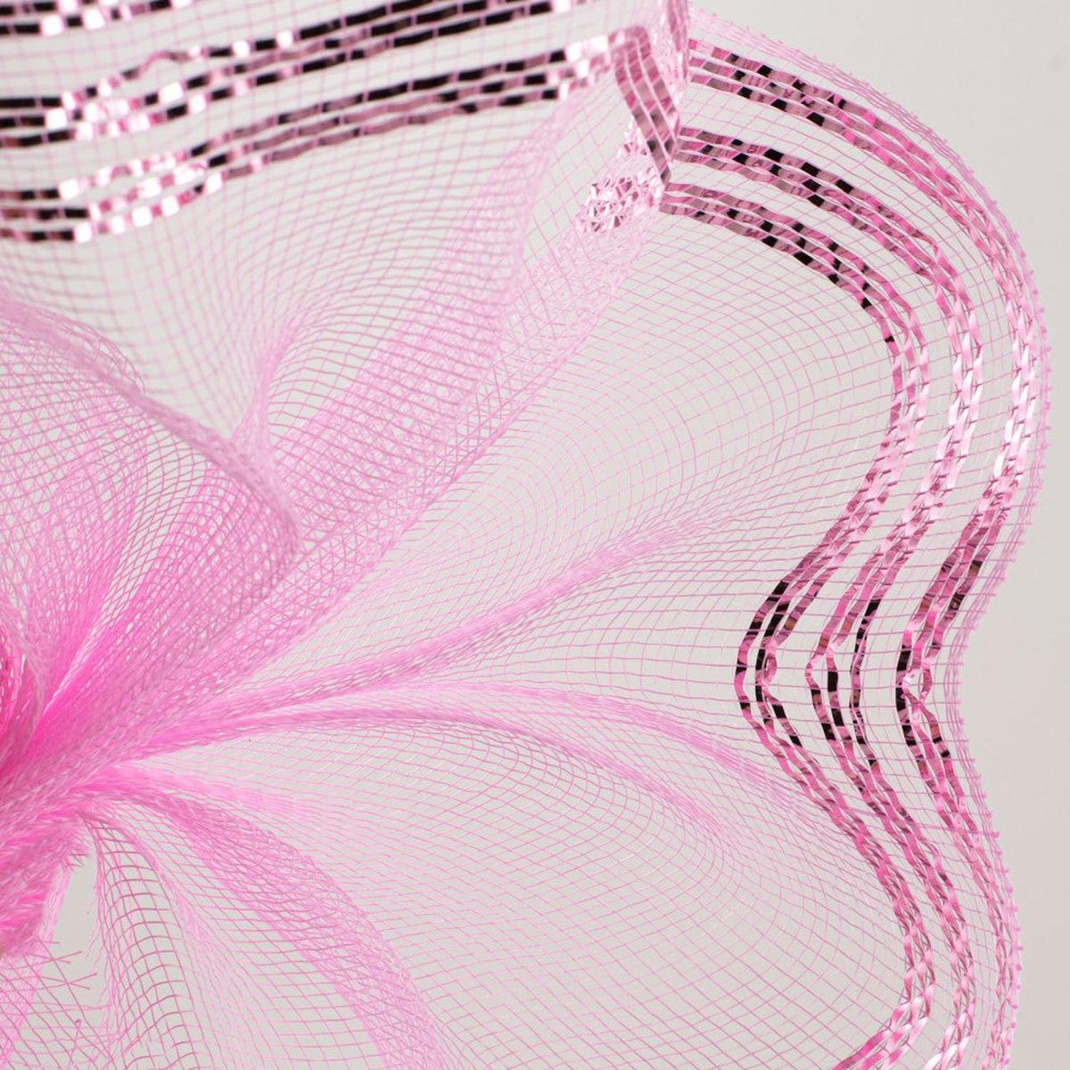 10.25" Border Stripe Metallic Mesh Ribbon: Pink (10 Yards)