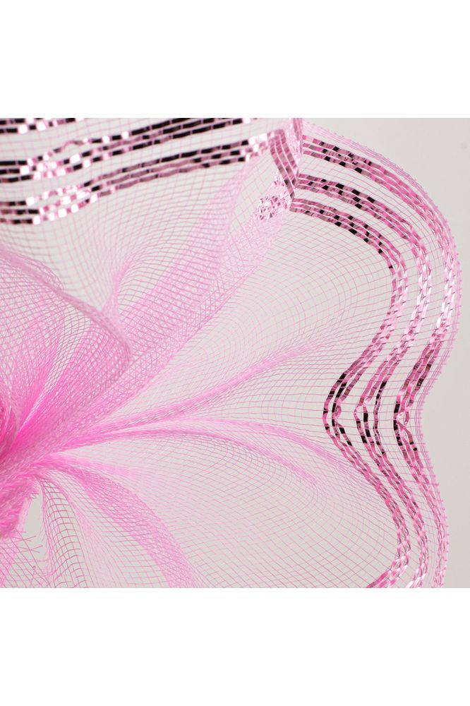 Shop For 10.25" Border Stripe Metallic Mesh Ribbon: Pink (10 Yards) at Michelle's aDOORable Creations