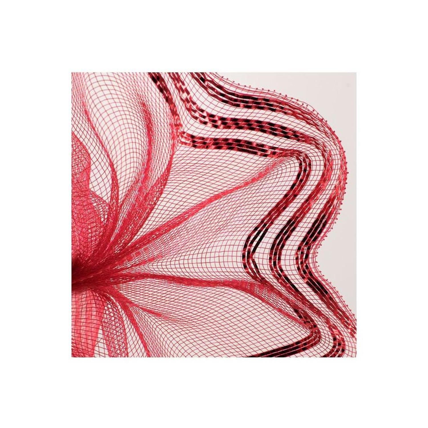 Shop For 10" Border Stripe Metallic Mesh Ribbon: Red (10 Yards) at Michelle's aDOORable Creations