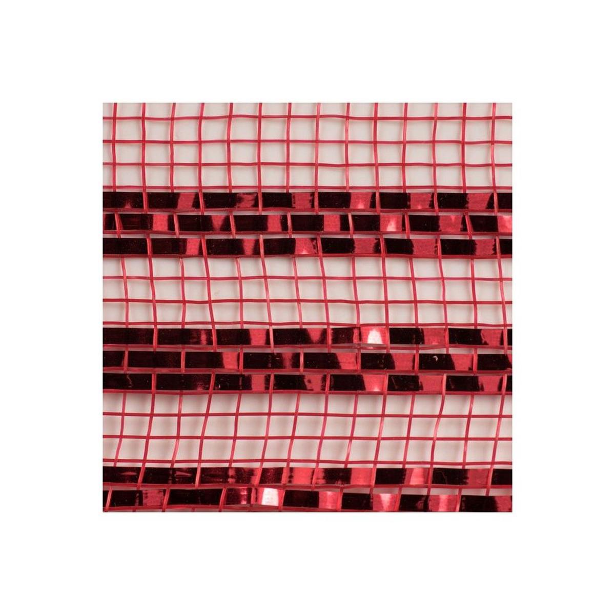 Shop For 10" Border Stripe Metallic Mesh Ribbon: Red (10 Yards) at Michelle's aDOORable Creations