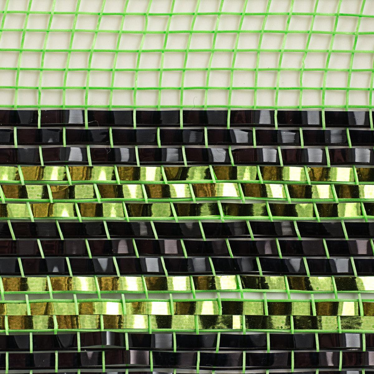 Shop For 10" Border Stripe Metallic Mesh Ribbon: Lime/Black (10 Yards) at Michelle's aDOORable Creations