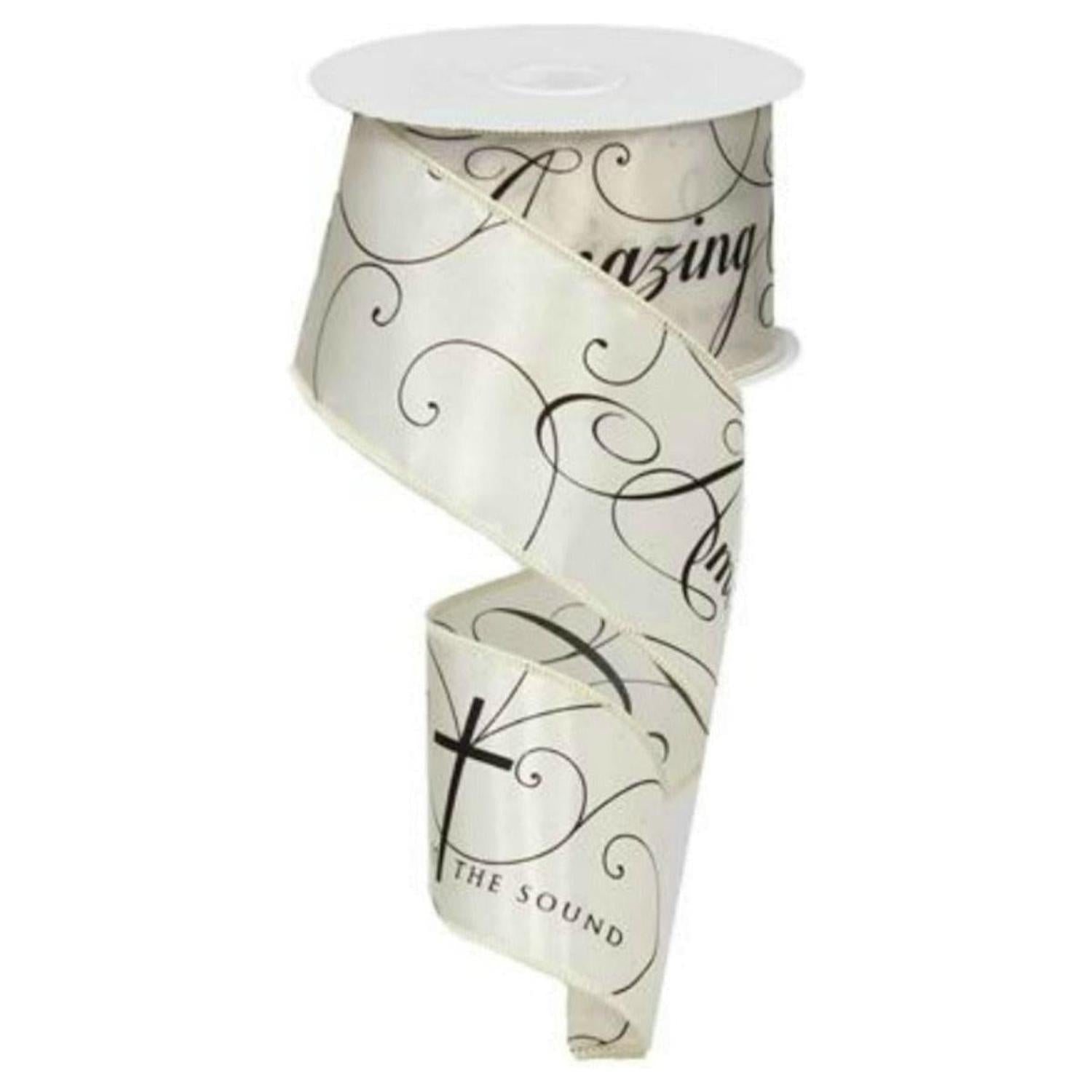 2.5" Amazing Grace Ribbon: Ivory & Black (10 Yards)