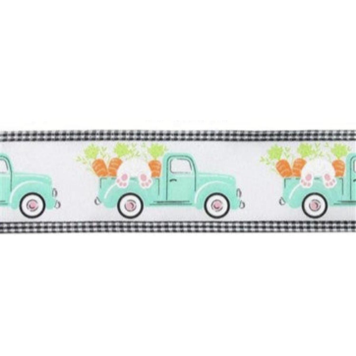 2.5" Bunny Carrots Truck 3 in 1 Ribbon: White (10 Yards)