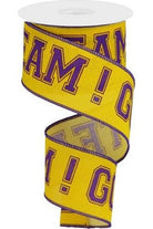 Shop For 2.5" Go Team Ribbon: Purple & Yellow (10 Yards) at Michelle's aDOORable Creations