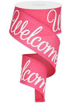 Shop For 2.5" Welcome Royal Ribbon: Hot Pink (10 Yards) at Michelle's aDOORable Creations