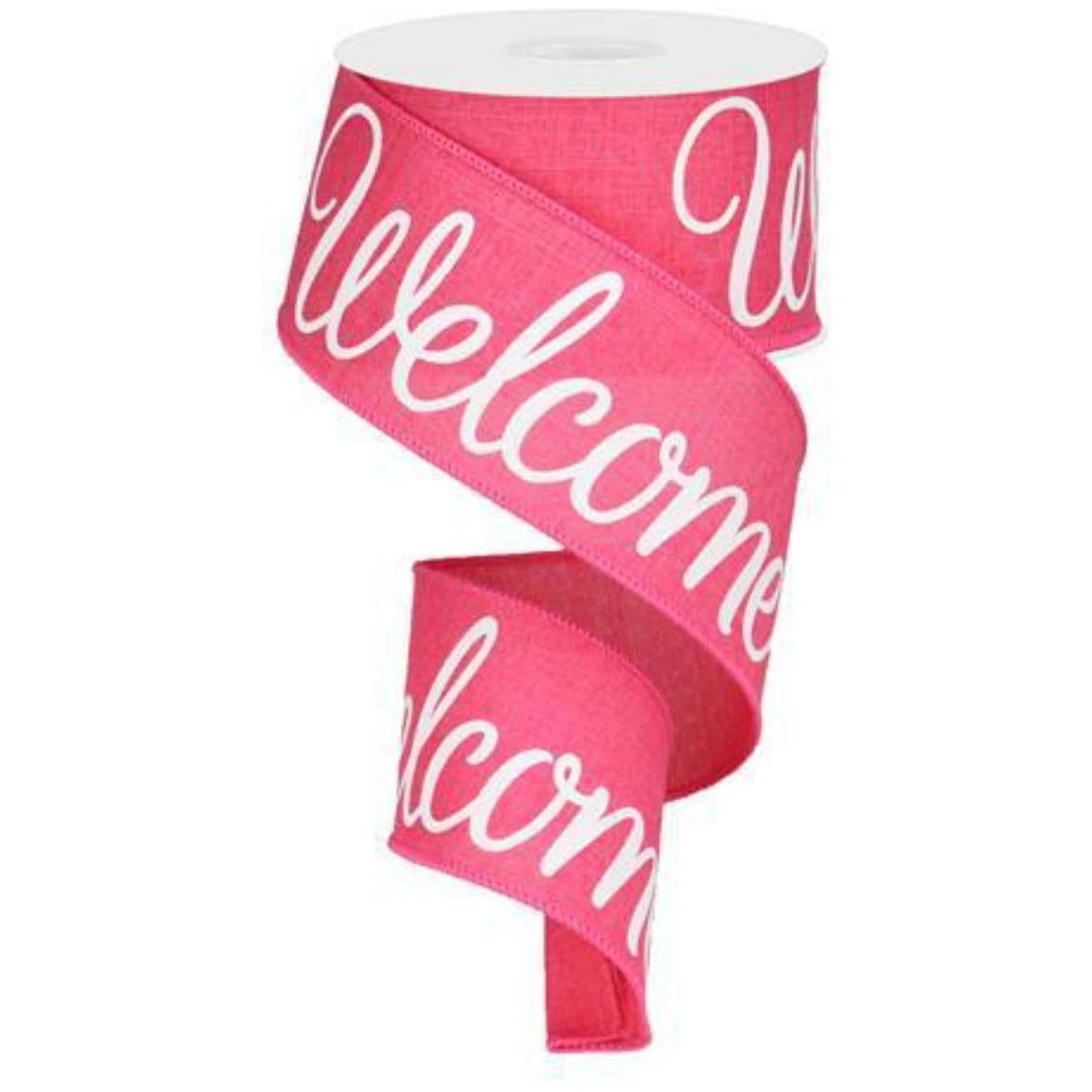 Shop For 2.5" Welcome Royal Ribbon: Hot Pink (10 Yards) at Michelle's aDOORable Creations