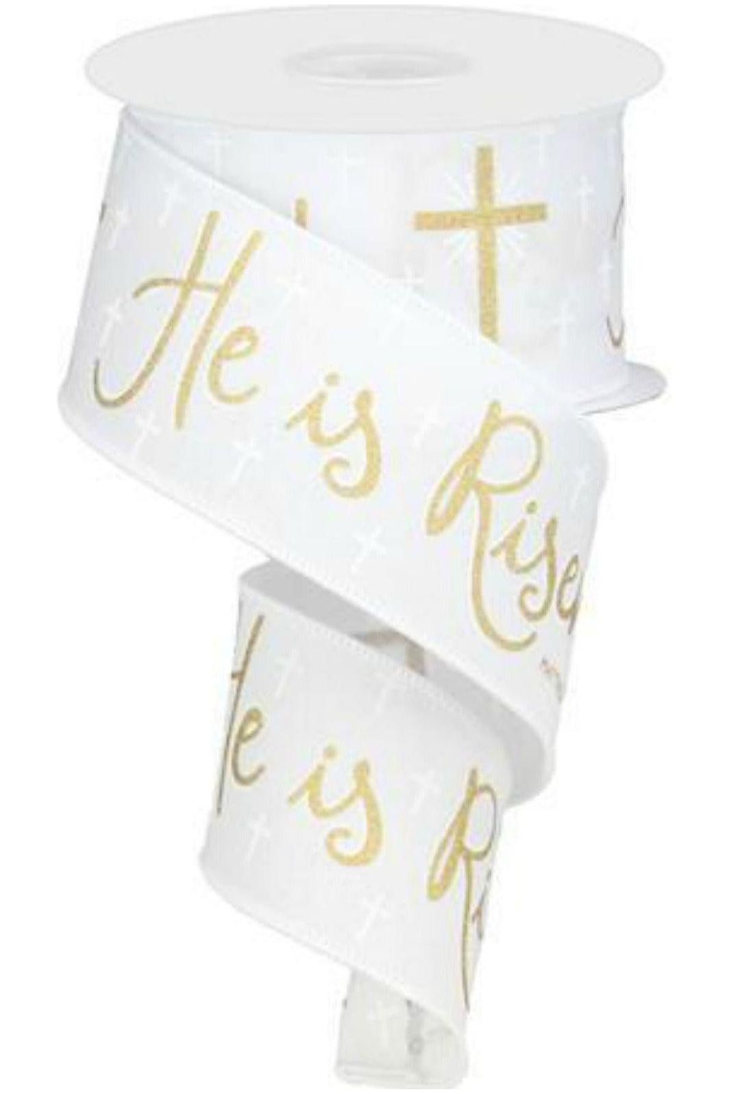 Shop For 2.5" He Is Risen Ribbon: White (10 Yards) at Michelle's aDOORable Creations