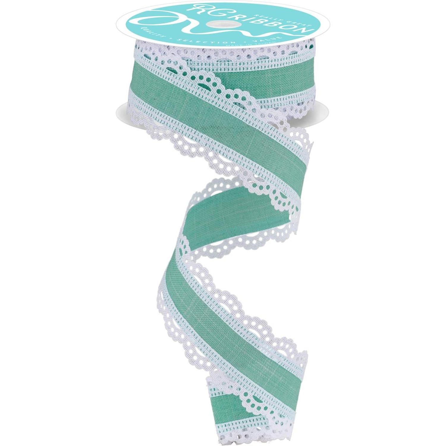 1.5" Scalloped Edge Ribbon: Mint Green (10 Yard)
