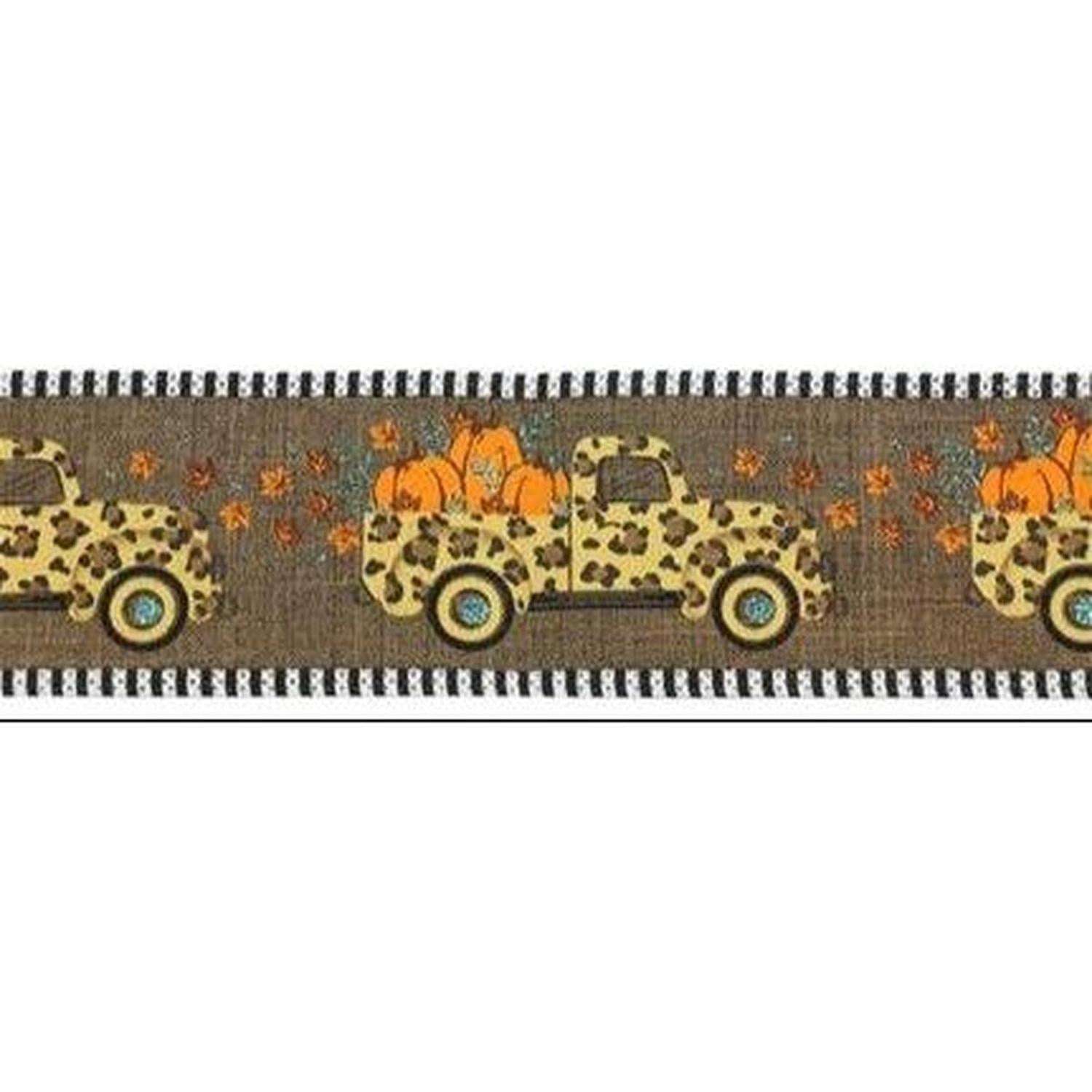 2.5" Leopard Truck Stripe Edge Ribbon: Brown (10 Yards)
