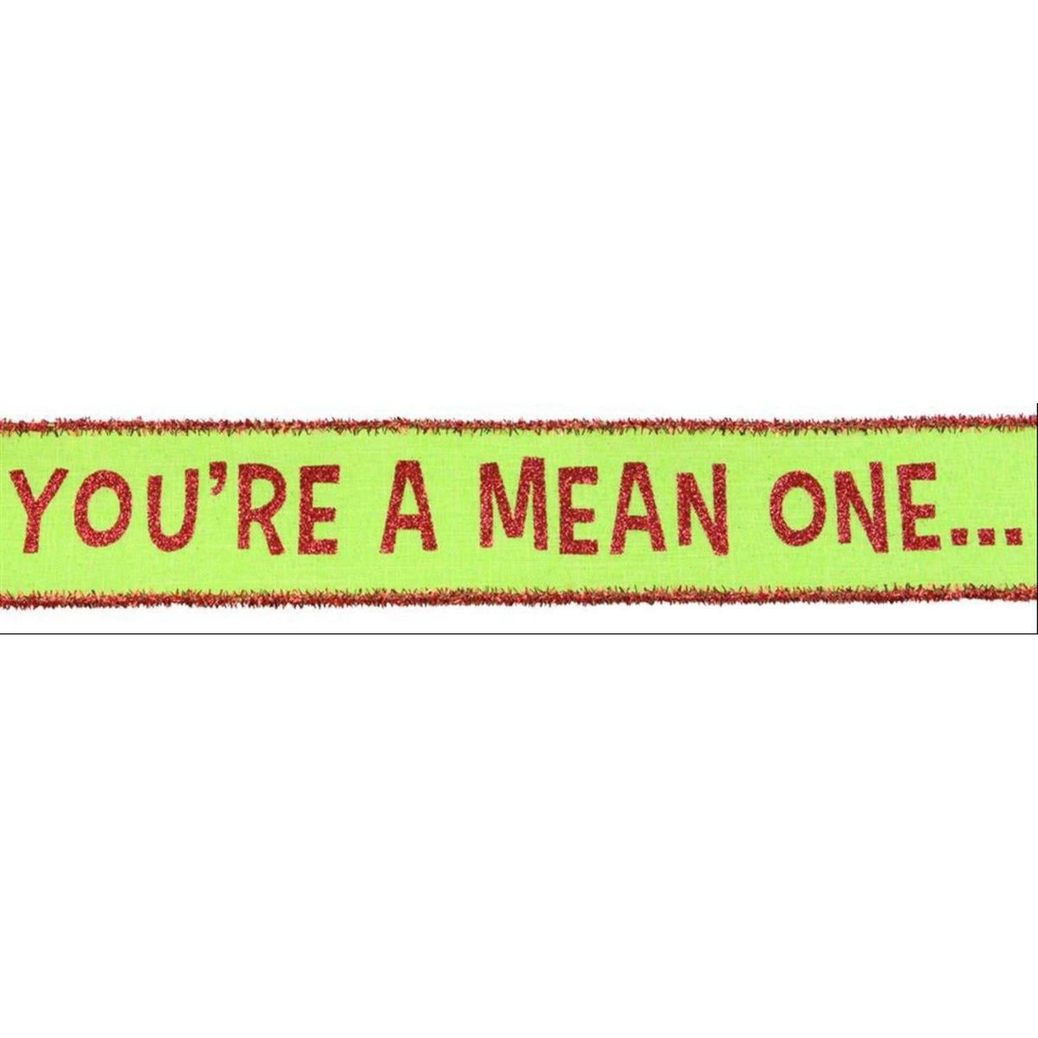 2.5" Your A Mean One Royal Tinsel Ribbon: Lime Green (10 Yards)