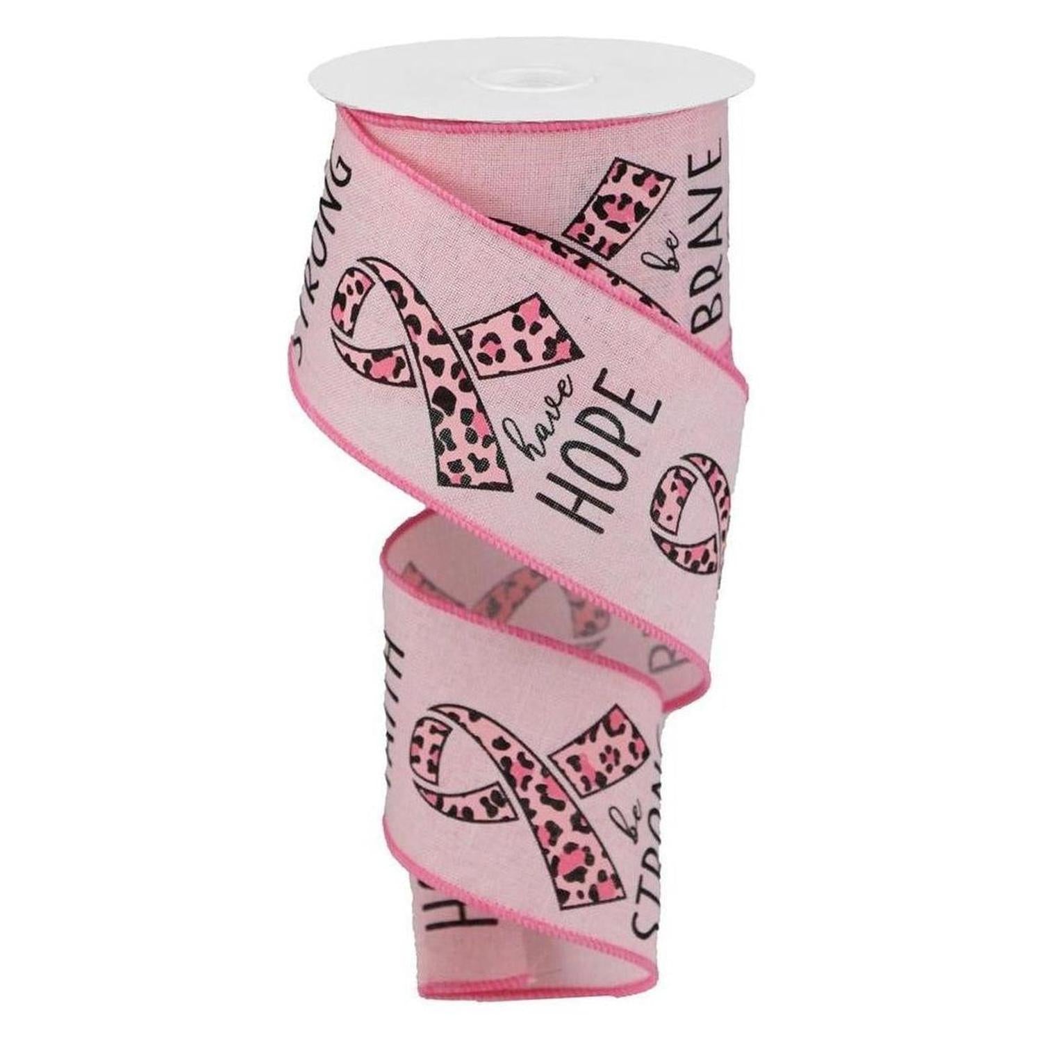 2.5" Breast Cancer Leopard Ribbon: Pale Pink (10 Yards)