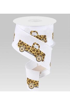 Shop For 2.5" Leopard Truck Ribbon: White (10 Yards) RGC159927