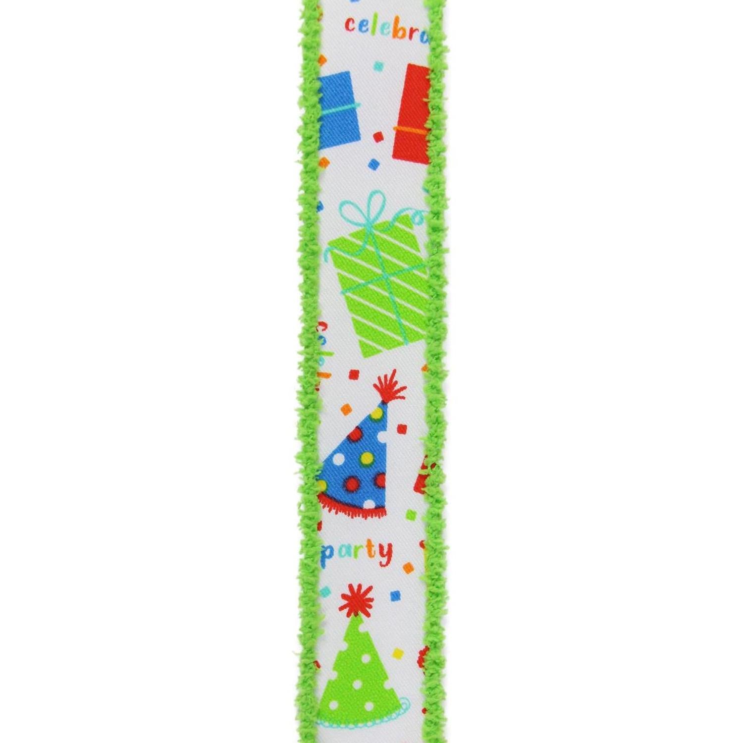 1.5" Party Hats and Gifts Ribbon: Primary Colors