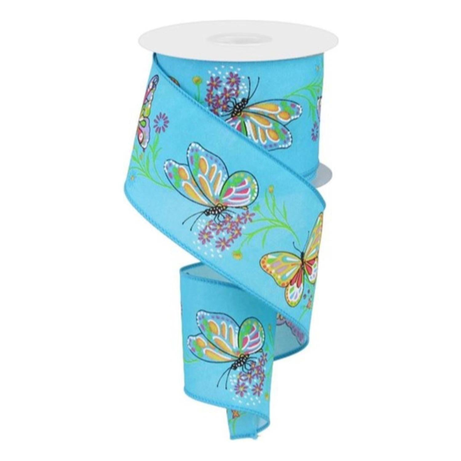 2.5" Butterfly Branch Ribbon: Blue (10 Yards)