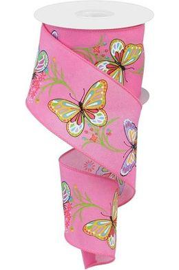 Shop For 2.5" Butterfly Branch Ribbon: Pink (10 Yards) at Michelle's aDOORable Creations