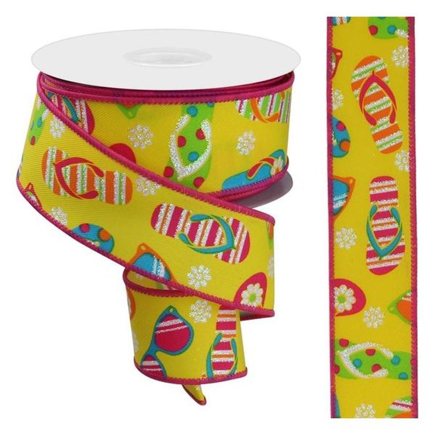 1.5" Flip Flop and Sunglasses Ribbon: Yellow (10 Yard)