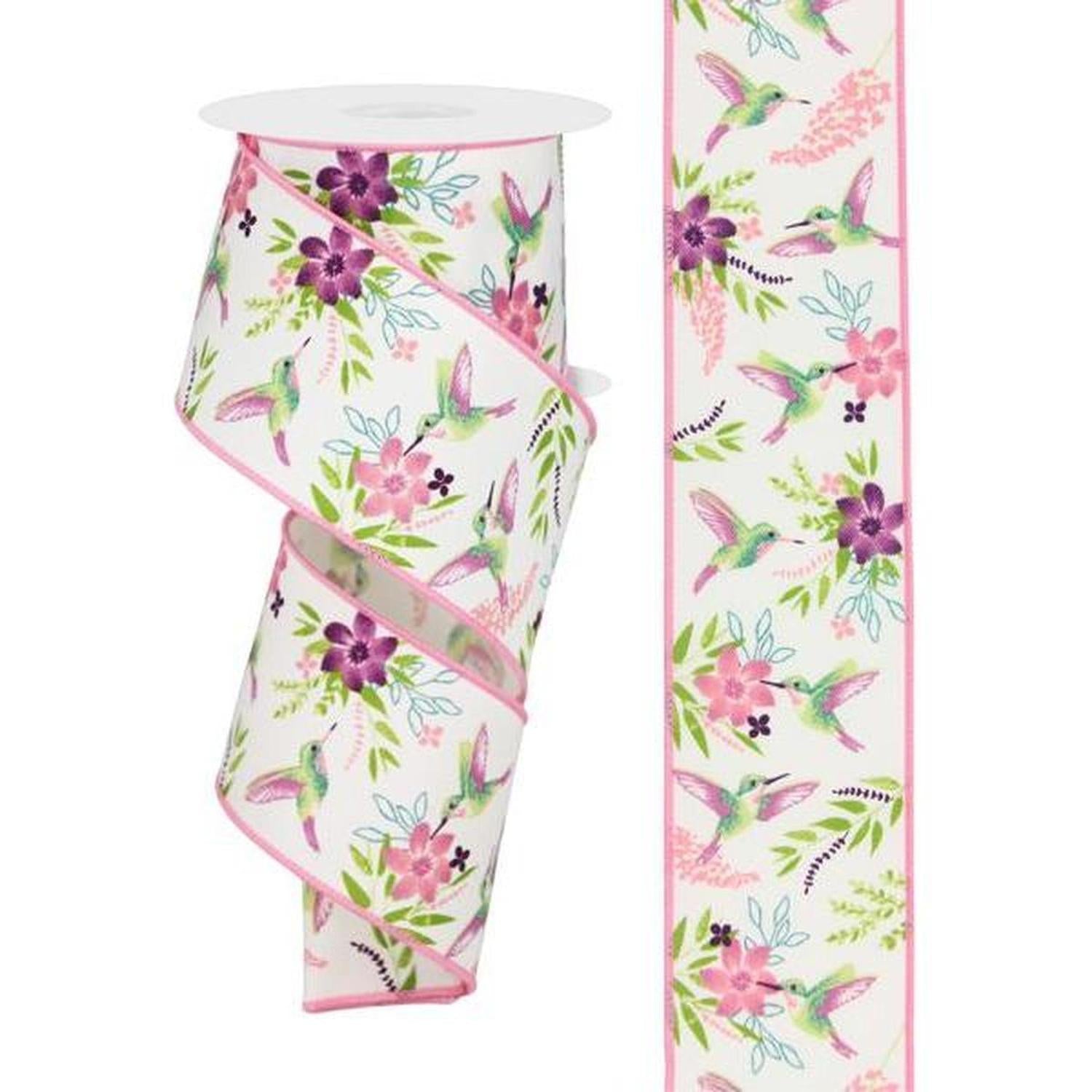 2.5" Hummingbirds Ribbon: Ivory (10 Yards)