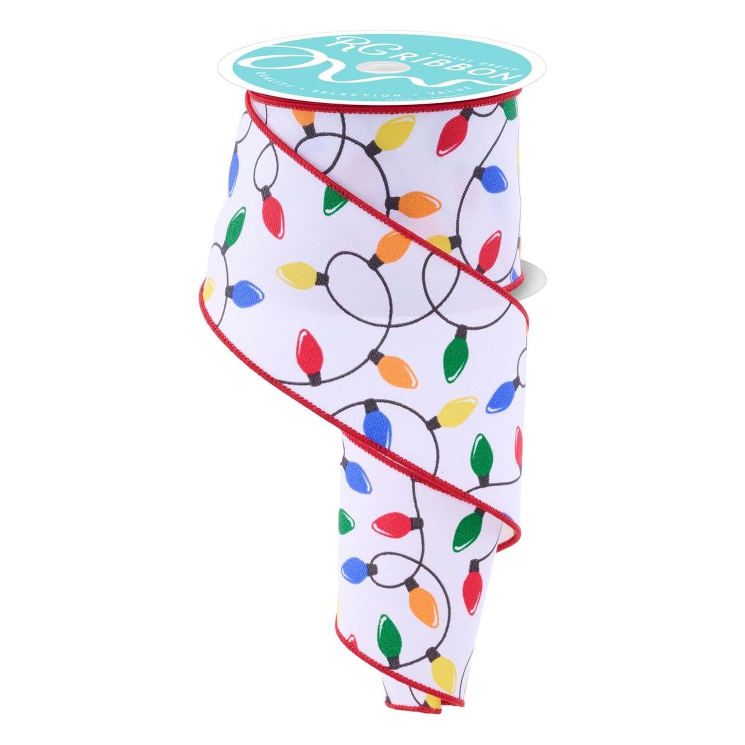 2.5" Christmas Lights Ribbon: Primary (10 Yards)