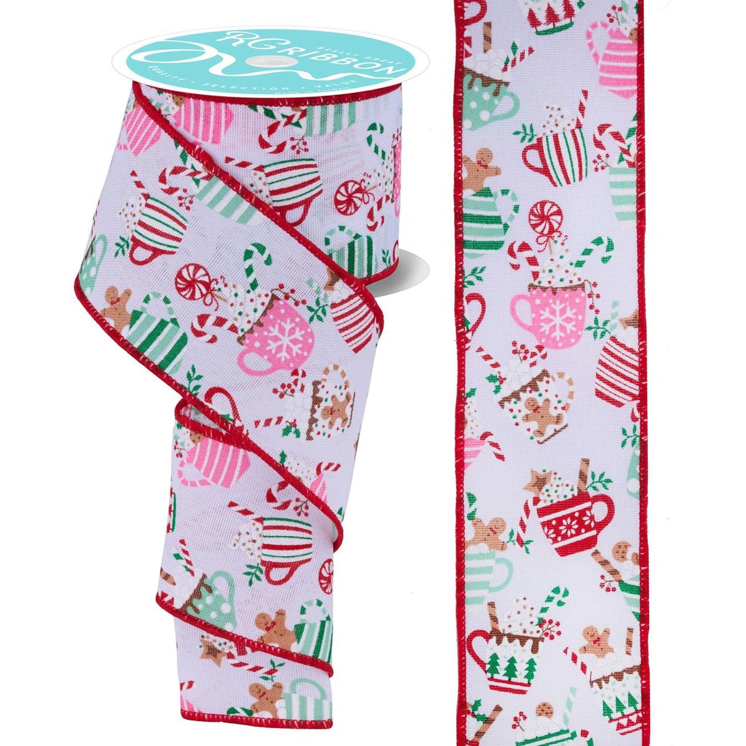 2.5" Hot Cocoa Mugs Ribbon: White (10 Yards)