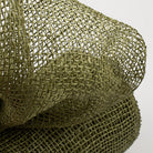 10-inch olive green poly burlap mesh ribbon with a rustic woven texture for crafts and floral decor.