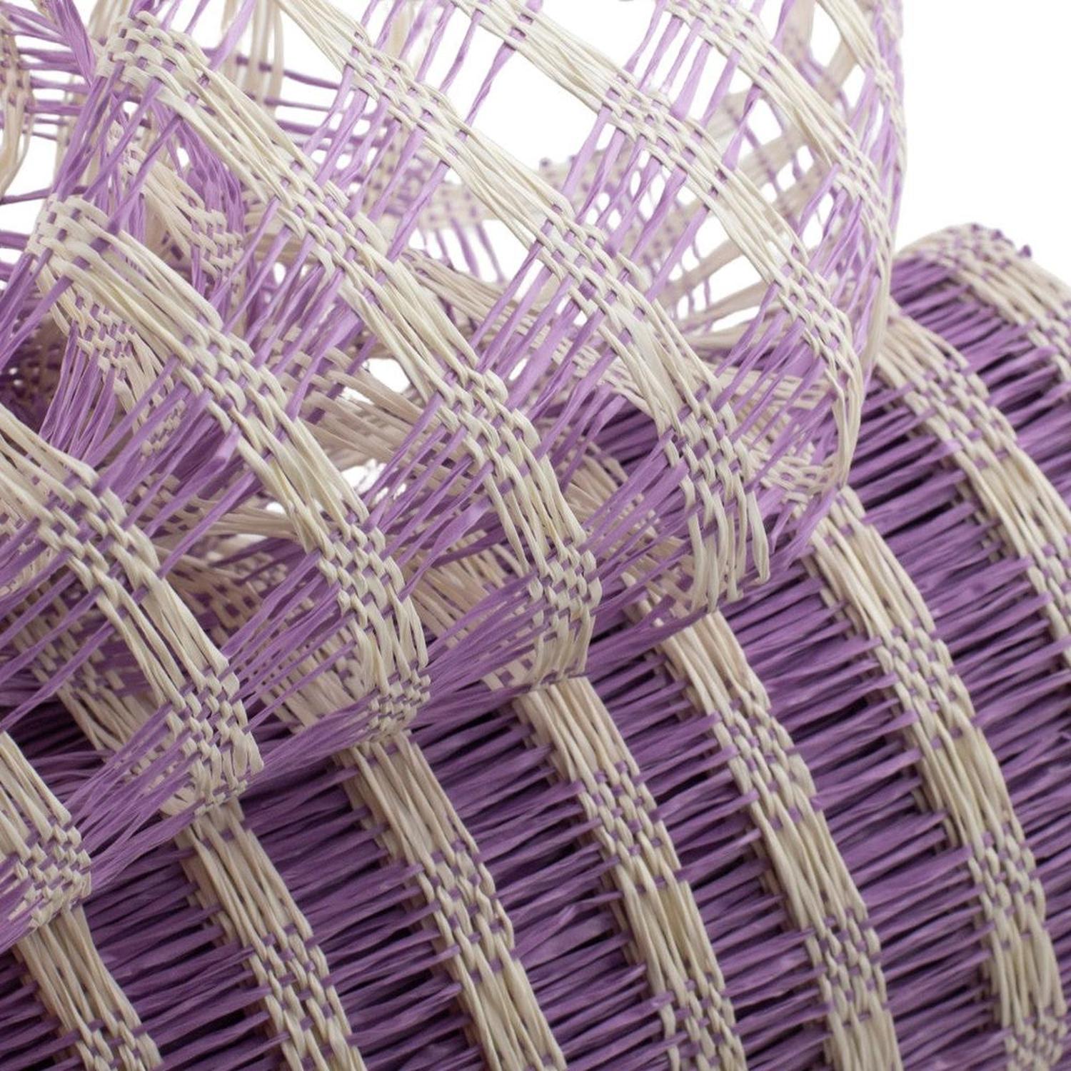 10" Poly Burlap Check Mesh Ribbon: Lavender & Cream