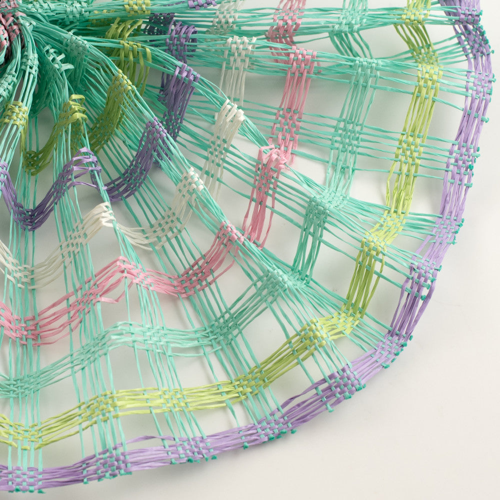 Shop For 10" Plaid Poly Burlap Mesh Ribbon: Mint/White/Pink at Michelle's aDOORable Creations