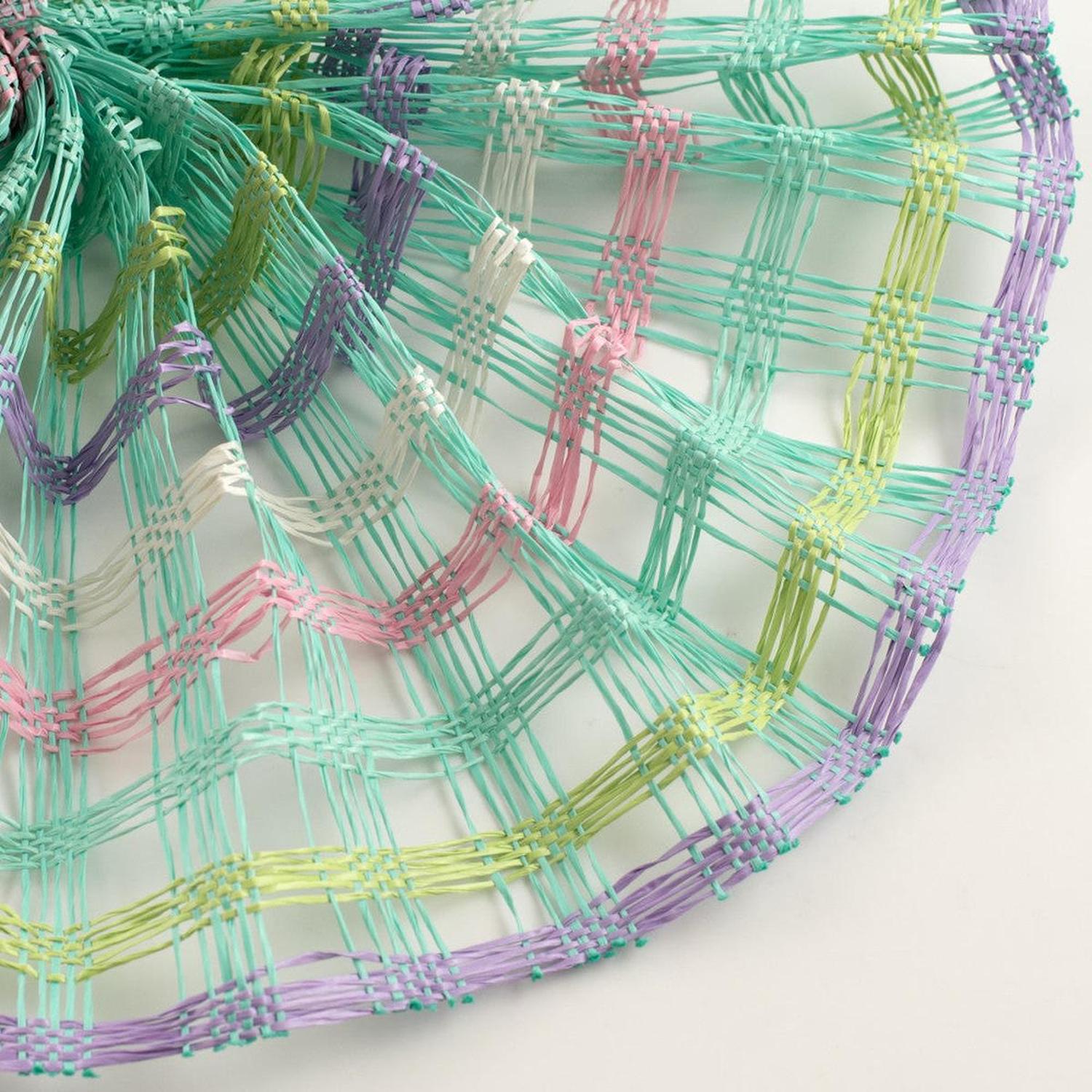 10" Plaid Poly Burlap Mesh Ribbon: Mint/White/Pink