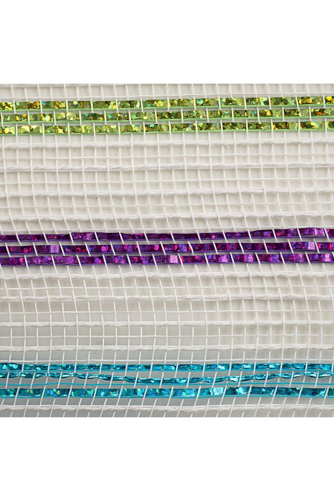 Shop For 10" Cotton Poly Deco Mesh Ribbon: White/Multi (10 Yards) at Michelle's aDOORable Creations