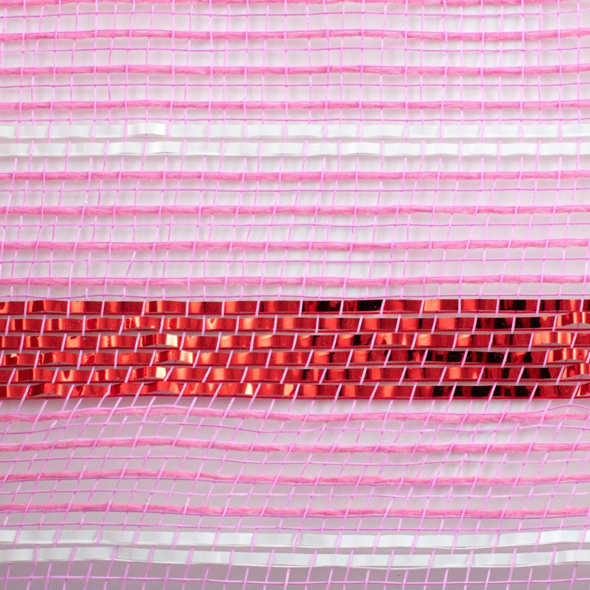 Shop For 10.5" Poly Faux Jute Metallic Mesh Ribbon: Pink/Red (10 Yards) at Michelle's aDOORable Creations