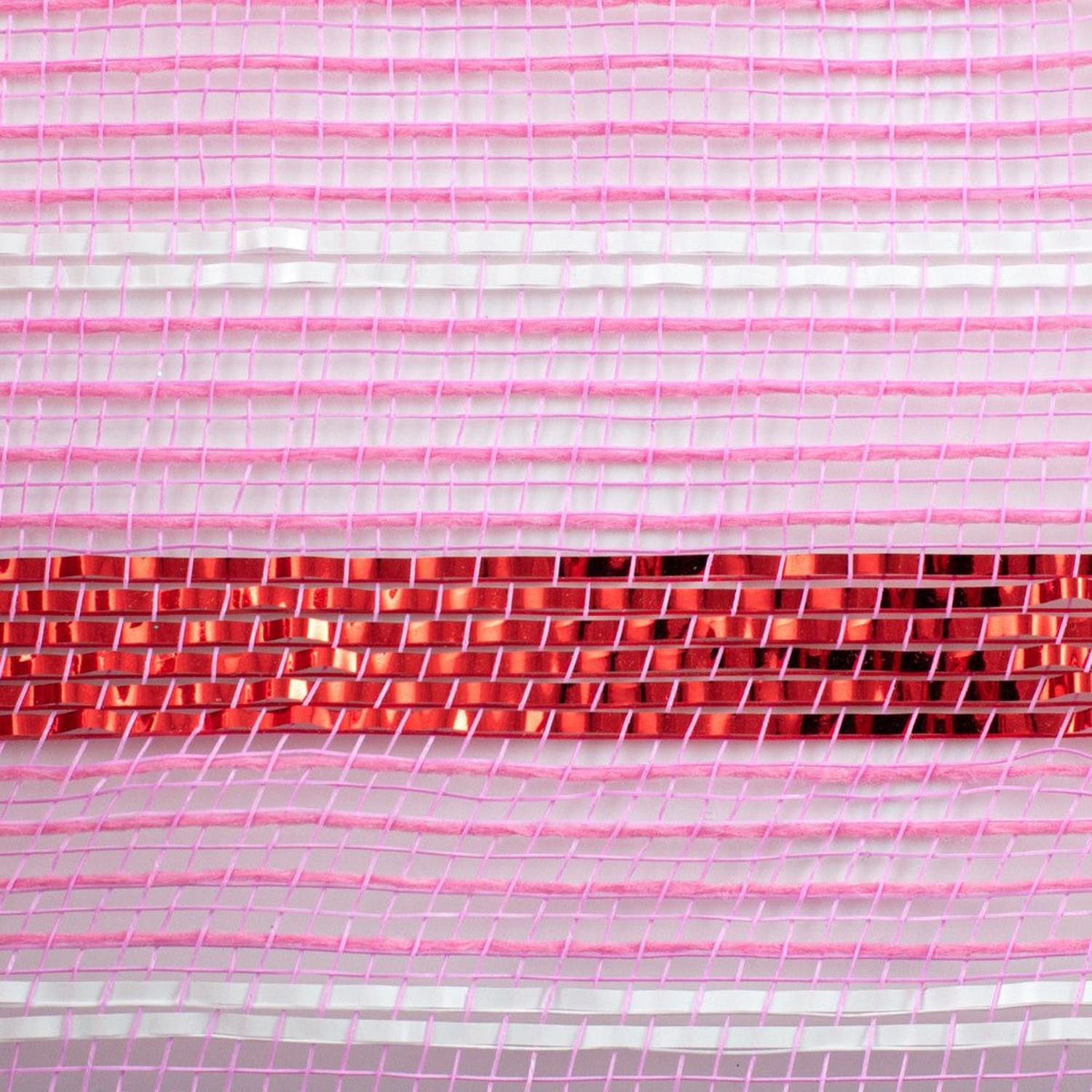 10.5" Poly Faux Jute Metallic Mesh Ribbon: Pink/Red (10 Yards)